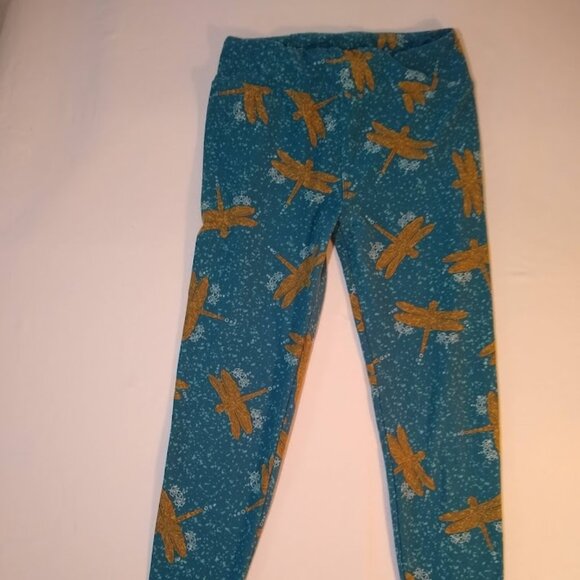 LuLaRoe OS leggings turquoise/gold - Picture 1 of 4